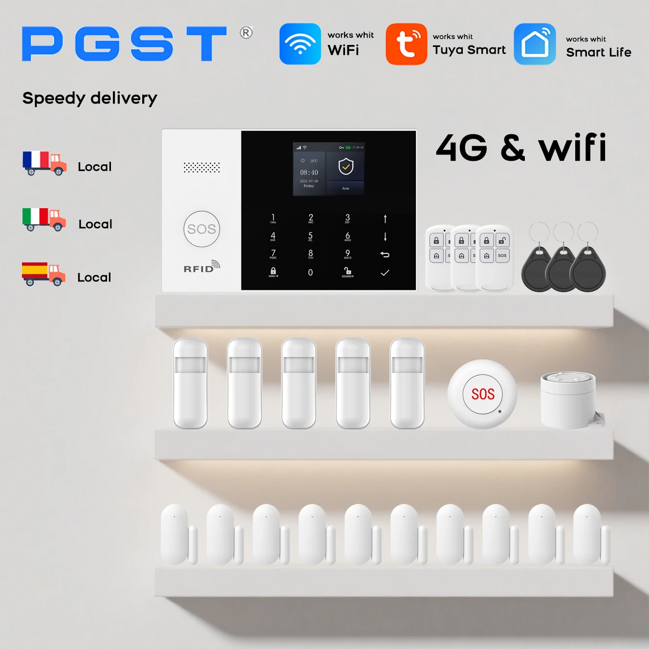 Drahtloses GSM-Alarmsystem Tuya Smart Home Control Einbruchalarm mit Bewegungssensor für Haus, Garage, Familie, Sicherheitsschutz