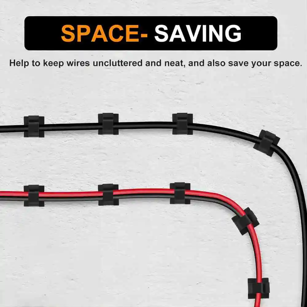 Cable Clips Self Adhesive Cord Management Black Wire Holder Organizer Clamp Self-adhesive Car Wire Clip Accessories