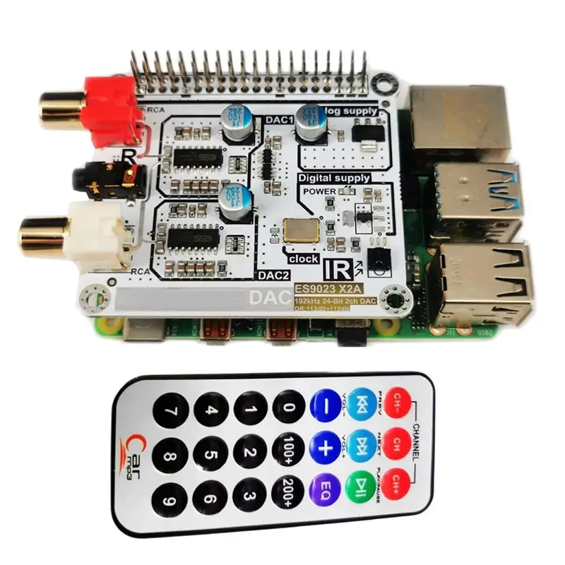 

ЦАП AS95-Volumio Mode для Raspberry Pi, совместимый с Raspberry Pi 4B, 3B+/3B/2B, HIFI, с двойным декодером ES9023, цифровая аудиокарта I2S