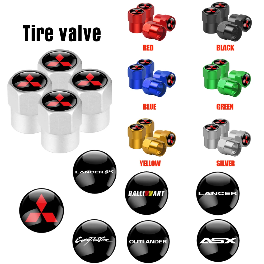 4Pcs Car Tire Valve Stems Cap Tire Stem Air Valve Caps For Mitsubishi Ralliart Evo X Grandis Lancer EX Outlander ASX Competition