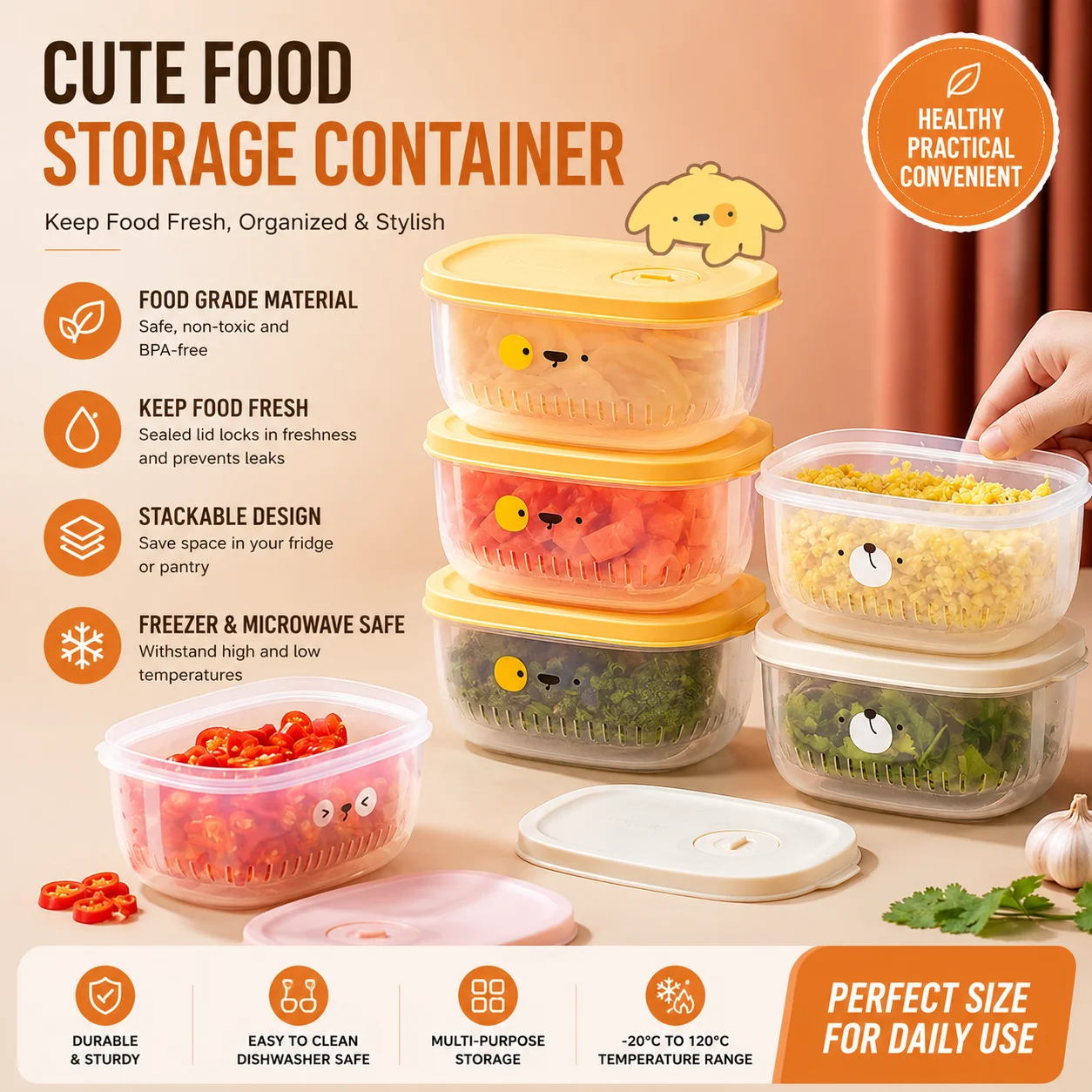 Caja para alimentos, caja de almacenamiento anti-empalmamiento de sabores para cocina, caja de almacenamiento, caja para conservar cebollino, jengibre y ajo en polvo