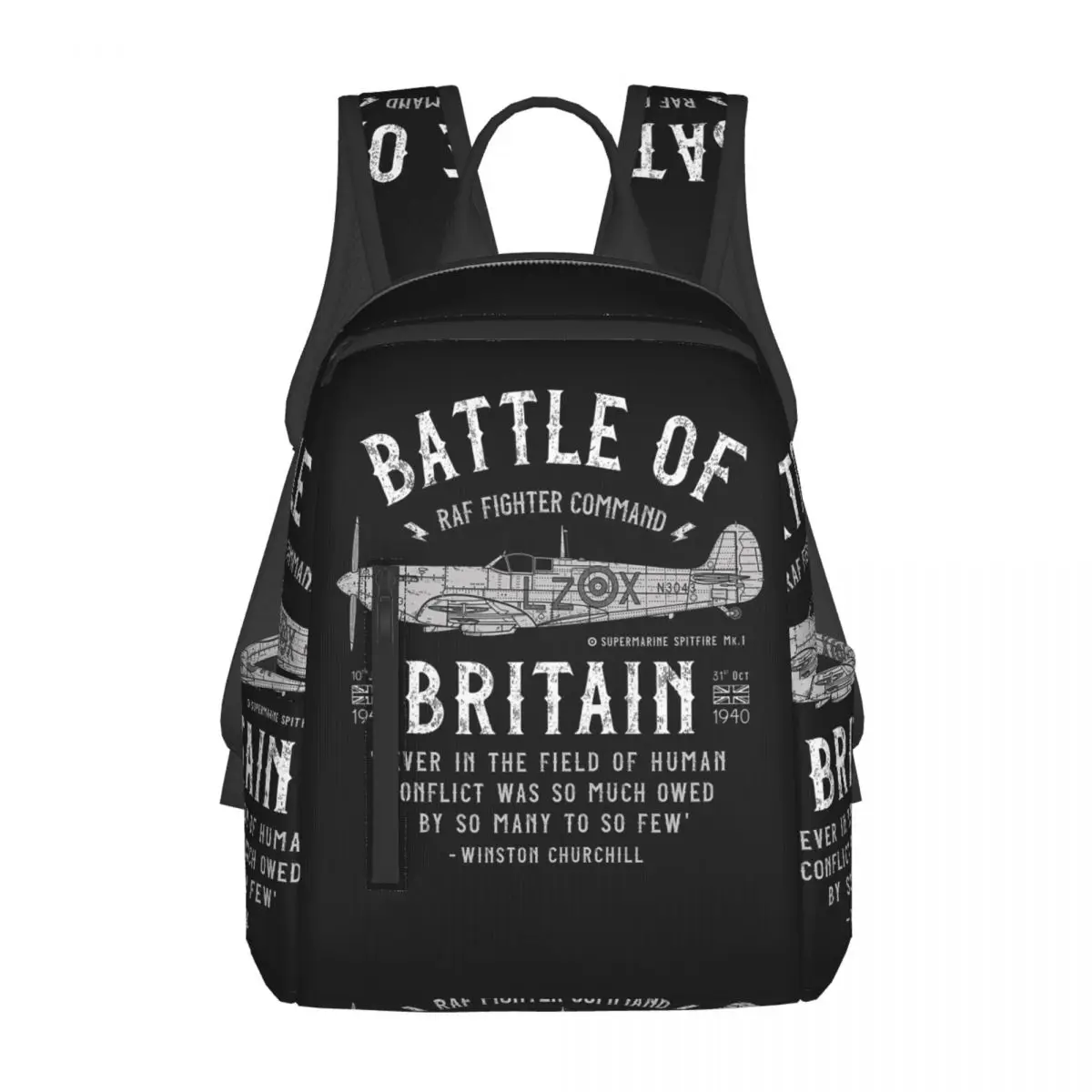

Battle Of Britain Spitfire Backpack Daypack Large Capacity Kids BookBag School Bag Shoulder Bags for Men Women
