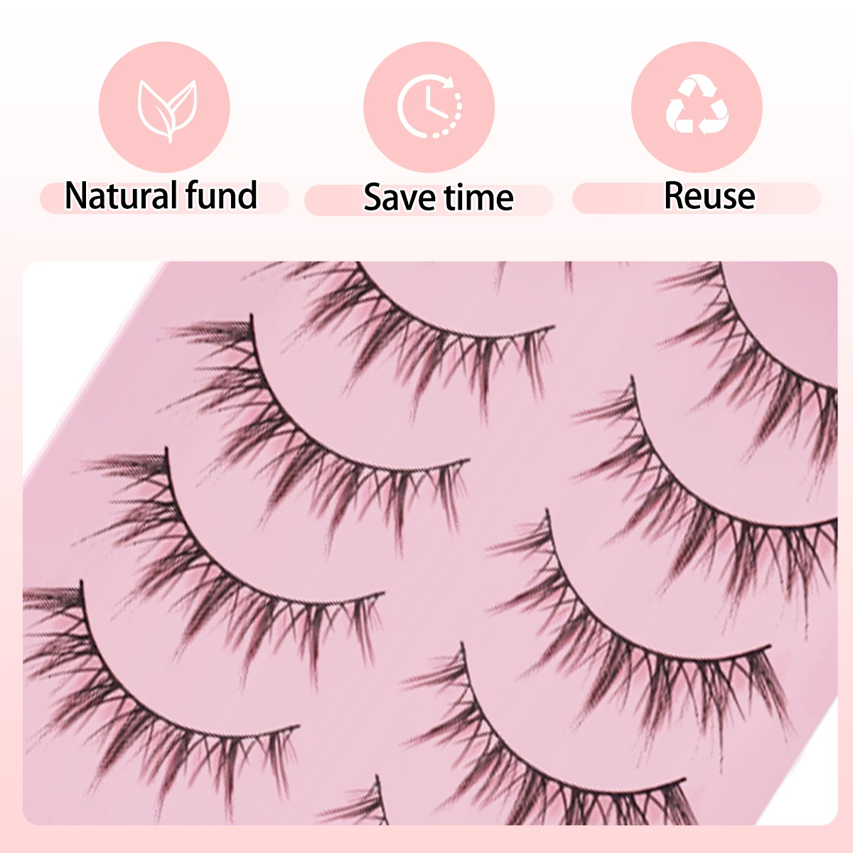 Natural Soft Manga Lashes 5 Pairs Long False Eyelashes Wispy Strip Lashes For Korean Ulzzang Makeup Style