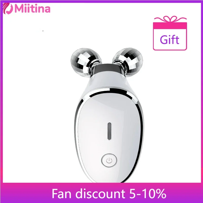 

Electric facial massager EMS microcurrent induction device dual ball roller beauty device for home lifting and firming