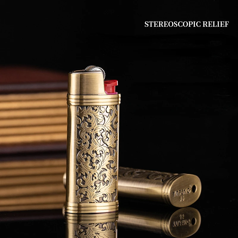 J3 J5 J6 Bic Metal Lighter Case Mini Compact Retro Lighter Case Creative Rich Fireworks Case 2024