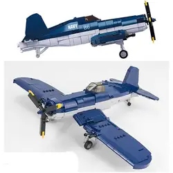 US Vought  Corsair F4U Fighter Propeller Airplane Building Blocks World War II  WW2 Military Bricks Toys Christmas Gift 550PCS