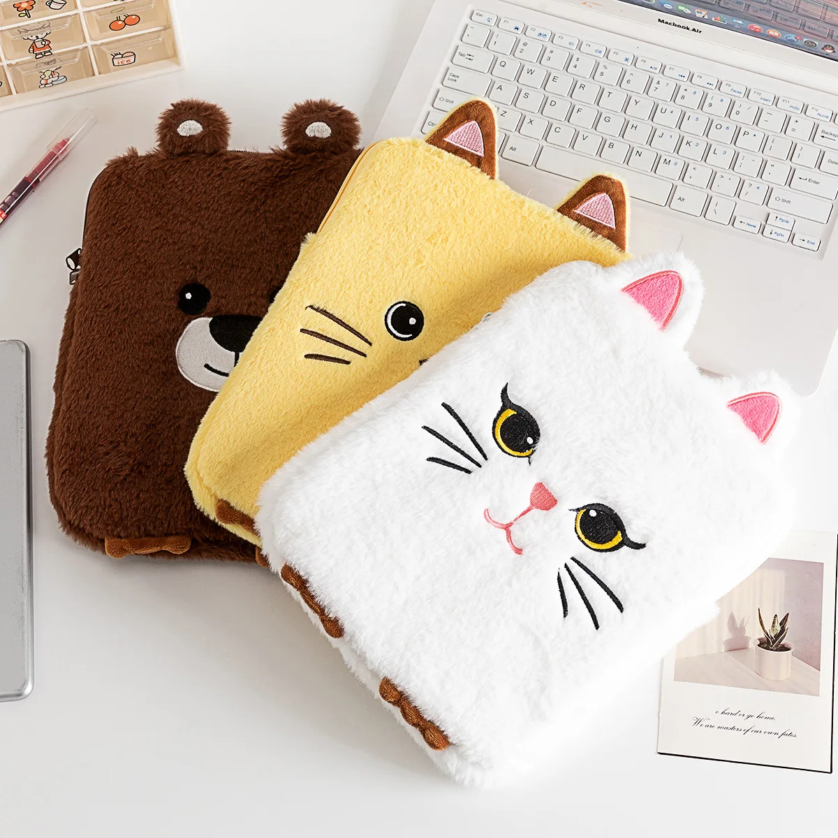 

Cartoon Plush Tablet Bag 9.7 10.2 10.5 10.9 11 Inch Girl Cute Laptop Sleeve 13.3 14 15 15.6 Inch Tablet Notebook Pouch