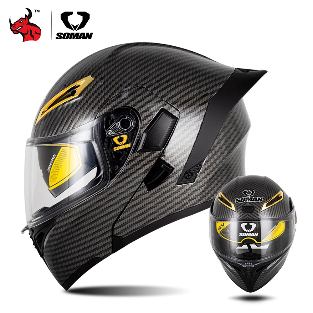 

Motorcycle Helmet Men'S Full Face With Double Visor Flip Up Motocross Helmet Four Seasons Universal Design