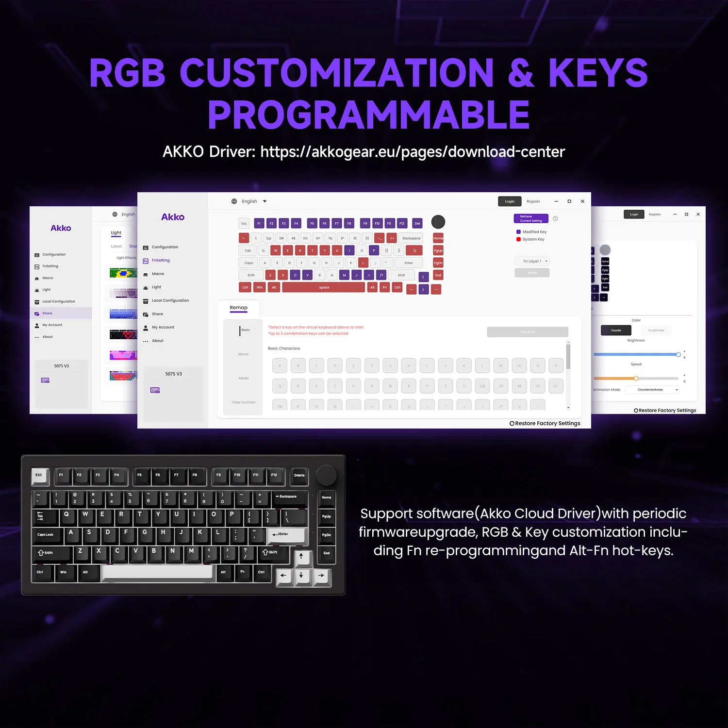 Akko 5075 V3 75% Mechanical Keyboard 8000/10000mAh 2.4GHz Wireless/ Wired Type-C/BT 5.0 Hot Swap RGB Gasket for Gaming Typing