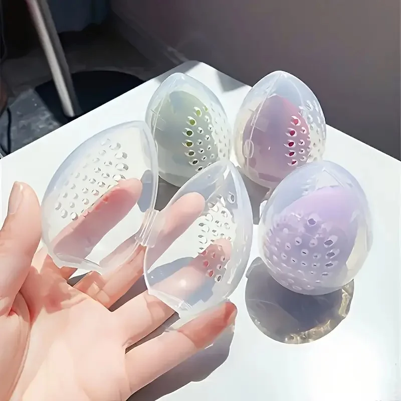 2pcs Protective Makeup Sponge Travel Case - Breathable Beauty Blender Holder Clear Storage Box - Travel Accessories