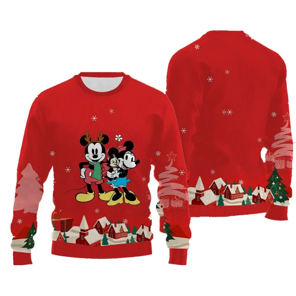 Long Sleeved Pullover for Women Disney Cartoon Character Funny Pattern Sweatshirt Casual Fashion Thick Style Christmas Sweater