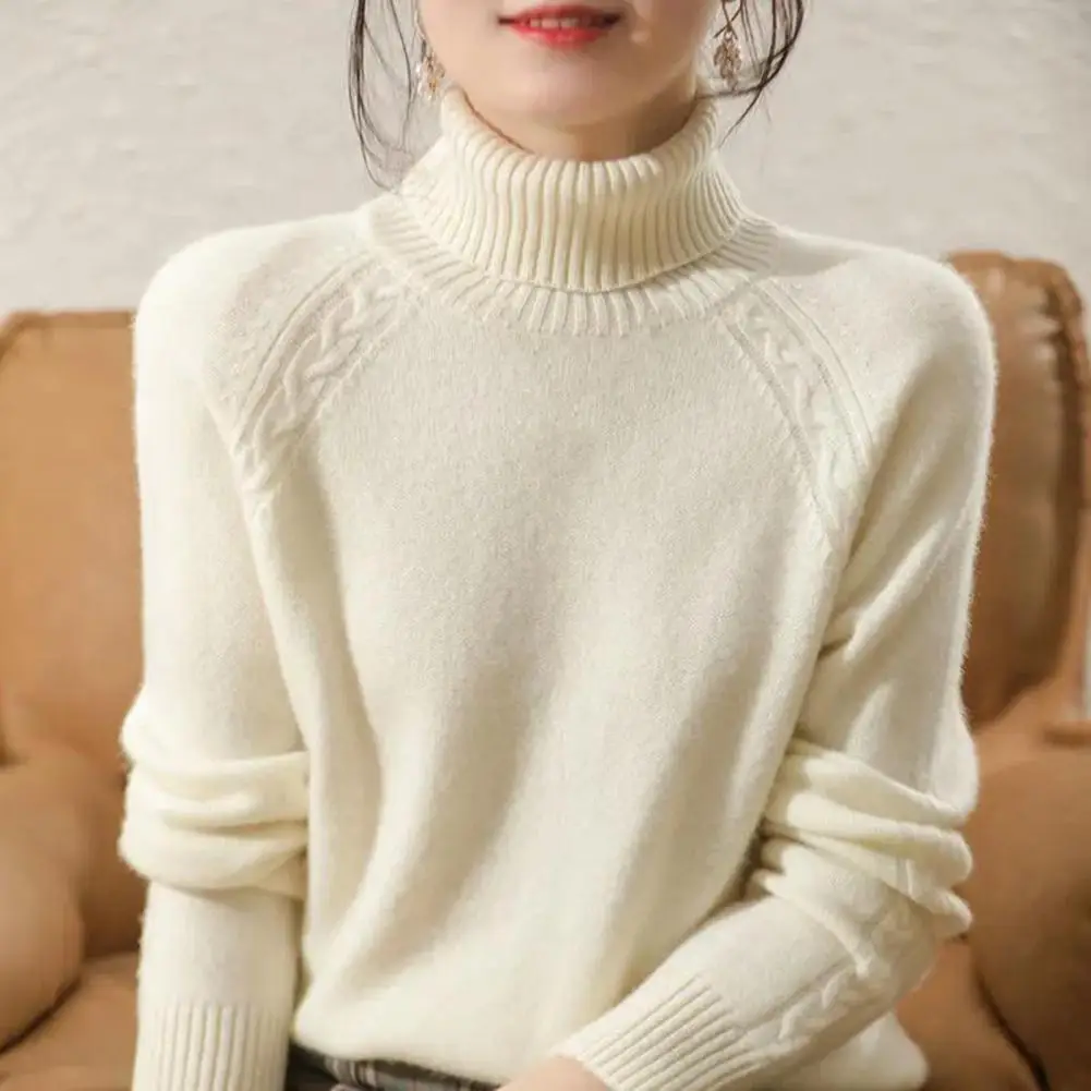 

Soft Sweater Cozy Women's High Collar Knit Sweater Thick Soft Stylish Winter Pullover for Neck Protection Casual Commute Elastic