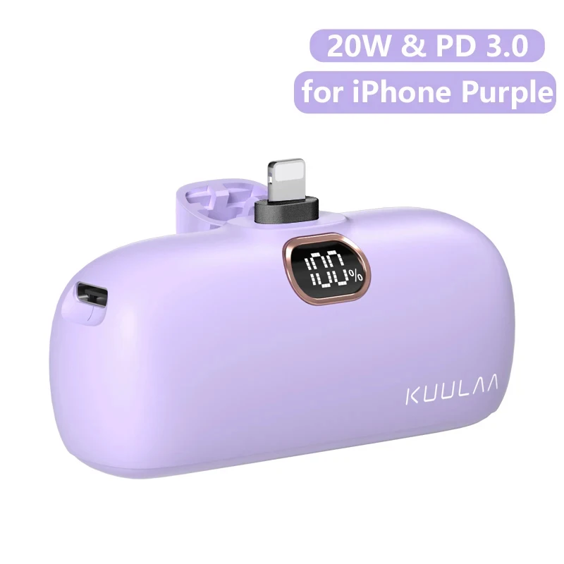 KUULAA Mini Power Bank 5000 mAh Tragbare Ladegerät PowerBank QC PD Schnelle Lade Externe Batterie Für iPhone 16 15 14 13 Xiaomi
