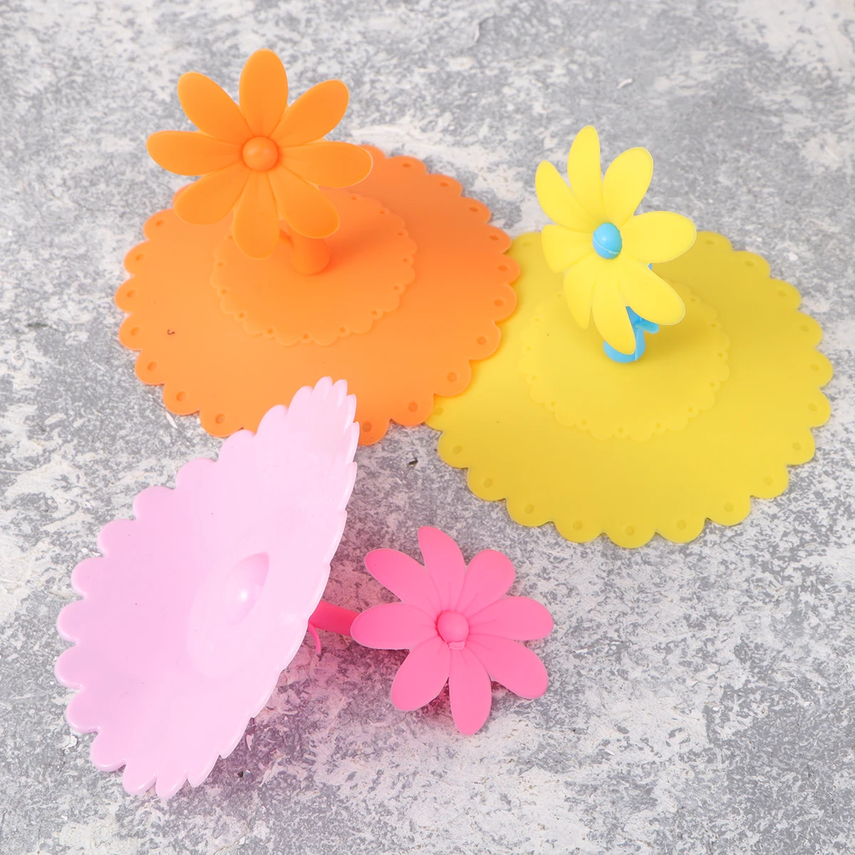 

4Pcs Sunflower Shaped Silicone Cup Lids Leak-Proof Drink Covers Airtight Sealed Mug Protectors