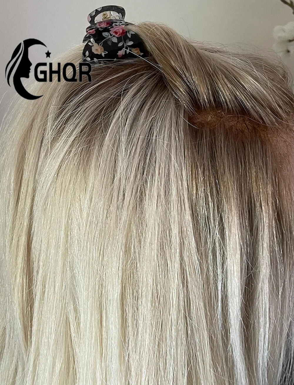 Ombre Blonde Spitze Front Perücke Menschenhaar Farbige Perücken Für Frauen Lange Gerade Brasilianische Haar Hd Transparent Volle Spitze 360 frontal