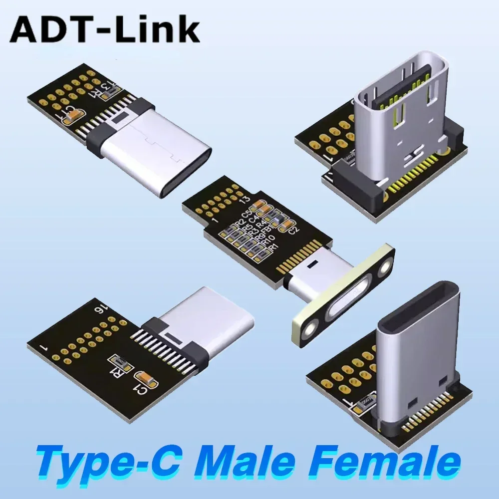 USB 3.1 Type-C Connector 8/16P/20PIN Breakout Board USB-C 90° Male Female PCB Converter Board Type C for Handheld Gimbal Monitor