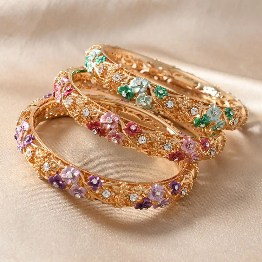 

Double Bangle Vintage Cloisonne Bangle Chinese Traditional Hollow Out Flower Bangle Ethnic Vintage Women's Hand Bracelet Girls