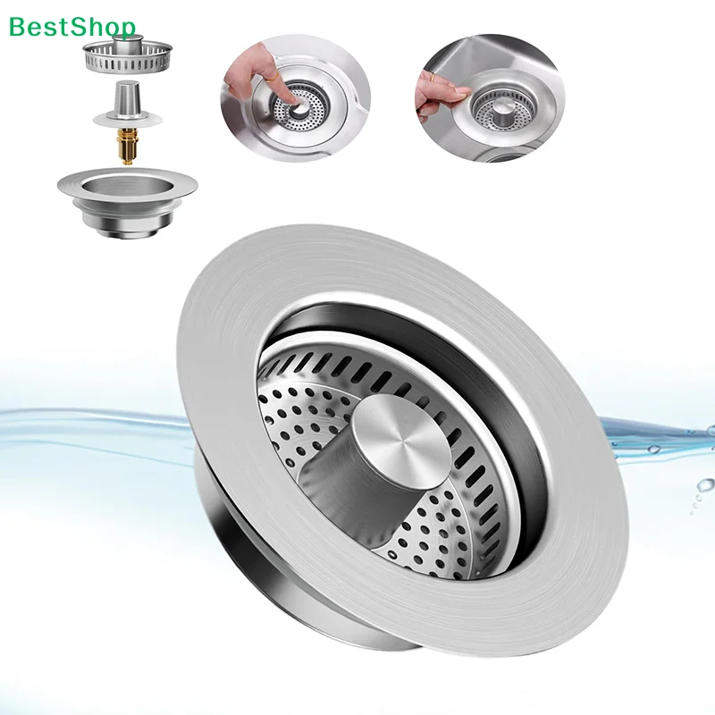Upgraded 3 In 1 Kitchen Sink Drain Strainer,Anti-Clogging Sink Food Catcher Basket