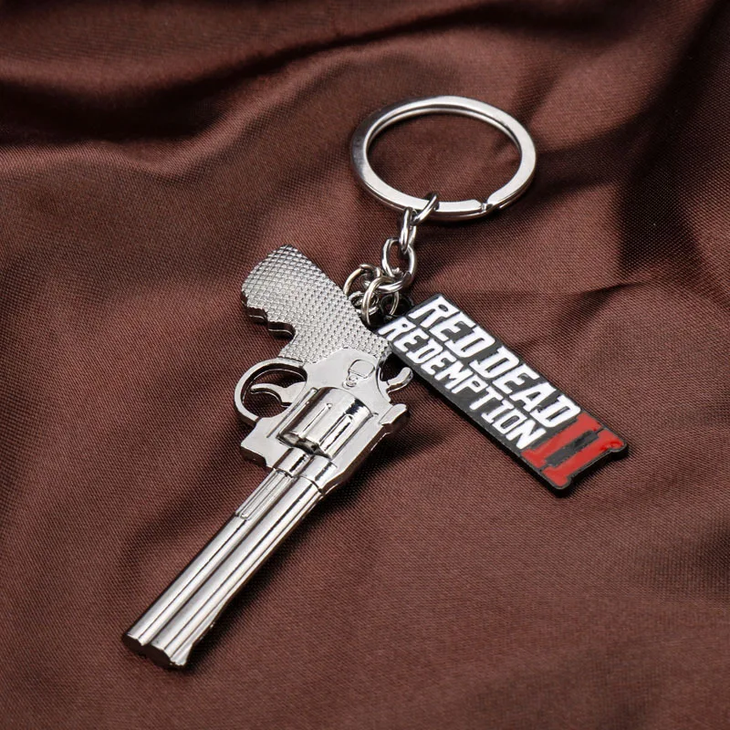 Game Cosplay Red Dead Redemption pendant necklace Keychain Metal Gun Car Key Rings game Props Jewelry Fans Gifts