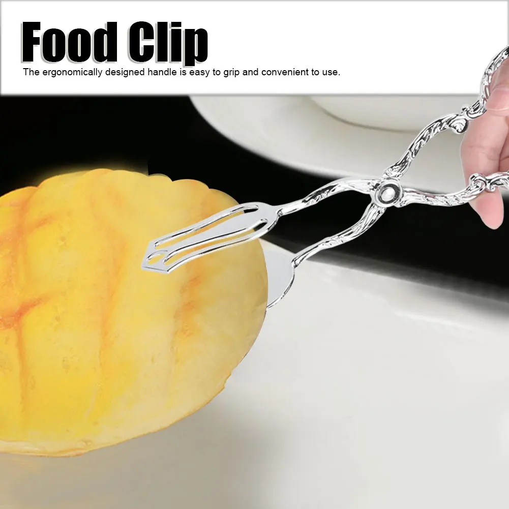 ZK10 Pointed Head Bread Tongs Cake Clamp Buffet Barbecue Salad Clips Kitchen Utensil Serving Baking Tools