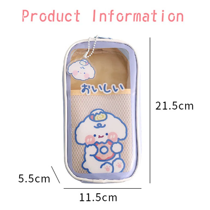 Kawaii Transparent Pencil Case Large Capacity Organizer Pen Box Korean Pouch for Girls Back to School Supplies Stationery
