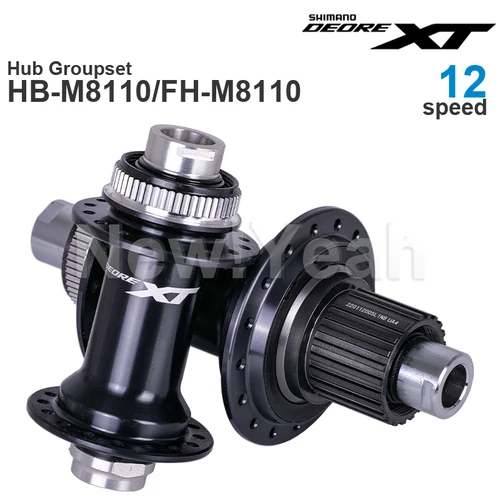 Imagen 2 del producto Grupo de bujes SHIMANO DEORE XT M8110 Buje delantero 100/110x15 mm y eje trasero FREEHUB 142/148x12 mm E-THRU - Radios rectos 12 velocidades