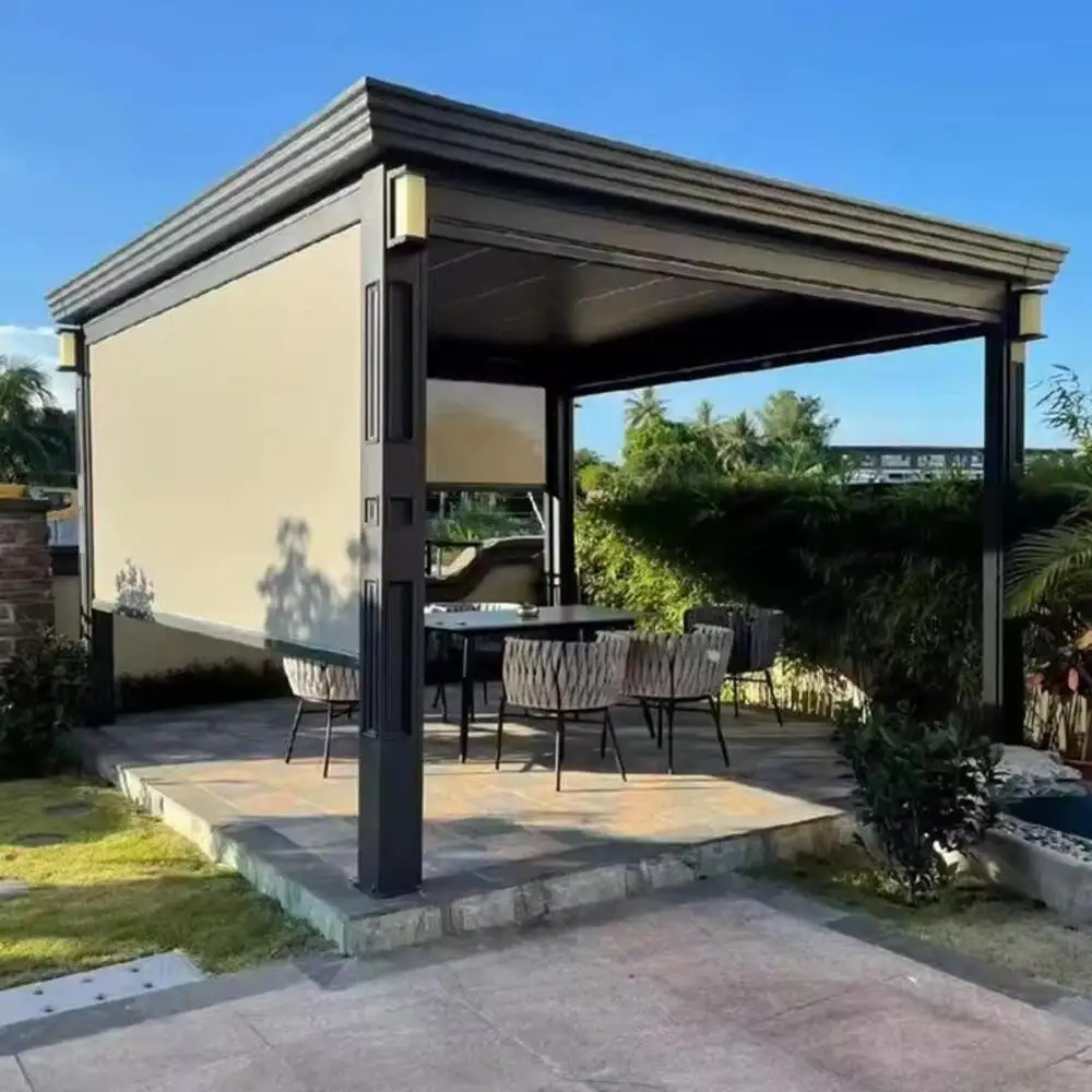 Aluminum Pergola Louvered Roof Gazebo Heavy Duty Outdoor Patio Shelter Canopy Waterproof Sun Shade Garden Backyard Pavilion Tent
