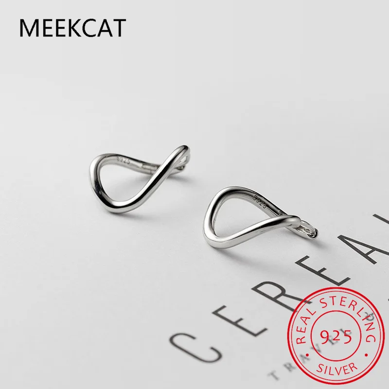 925 Sterling Silver Minimalist Geometric Lines Wavy Hoop Earring for Women Fashion Unique Ear Clasps Party Jewelry Gift BKEJ185