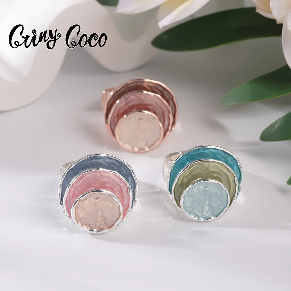 Cring Coco 2023 New Design Finger Rings Fashion Jewelry Woman Round Geometric Circle Alloy Adjustable Ring for Women Grandmother