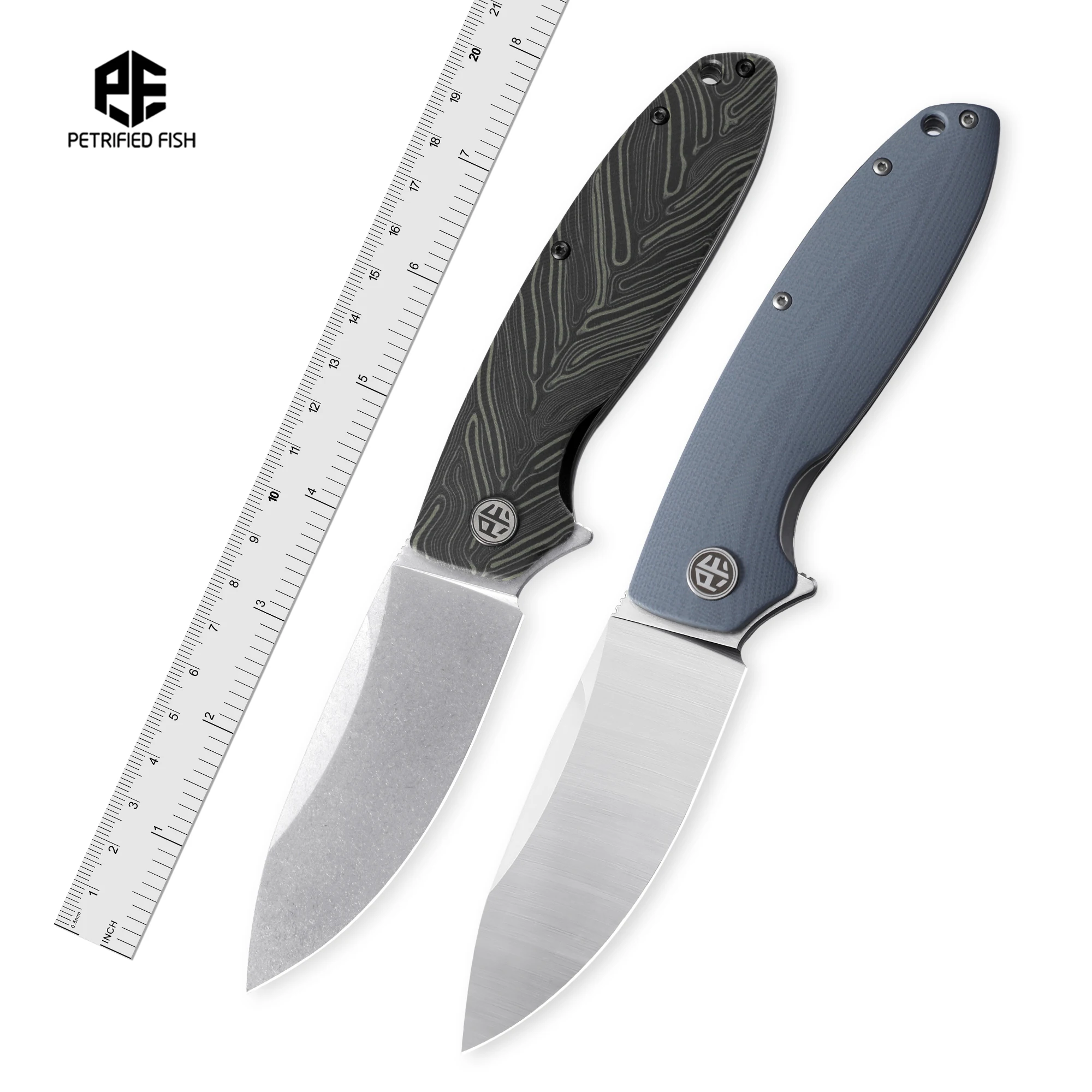 Cuchillo plegable PFB01 para pescado petrificado, herramienta de mano de bolsillo EDC con mango de Micarta de acero D2, multiherramienta para