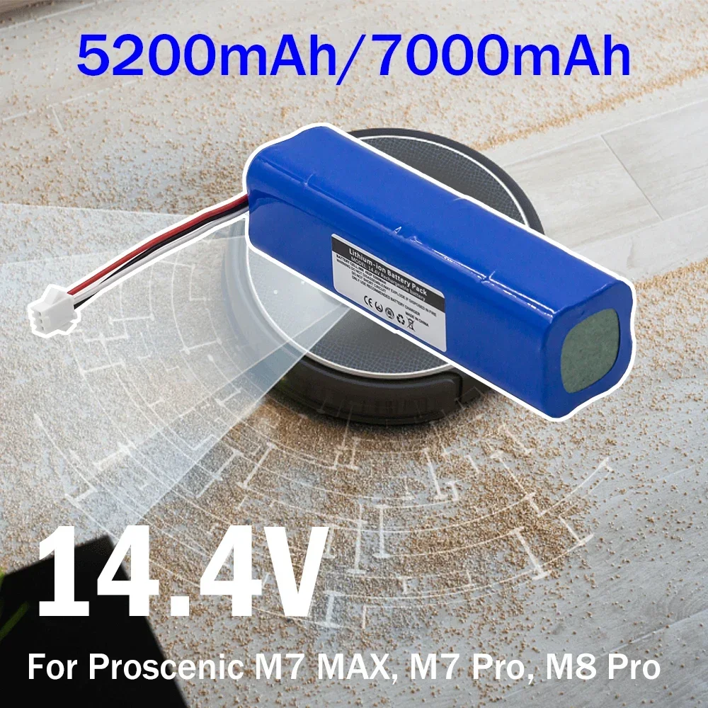 

14.4V 5200/7000mAh 18650 m26 4s2p Lithium Ion Battery Pro M9 Pro M8 Pro M7 R1 Rechargeable Lithium Ion Robot Vacuum Cleaner