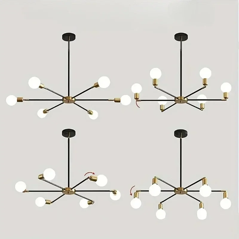 

American Vintage Chandelier Simple Creative Loft Iron 6 heads Lamps Clothing Store Restaurant Living Room Ceiling Light