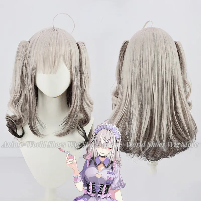 VTuber Sukoya Kana Cosplay Wig YouTuber Hair And Double Ponytail Separated Synthetic Hair Free Wig Cap