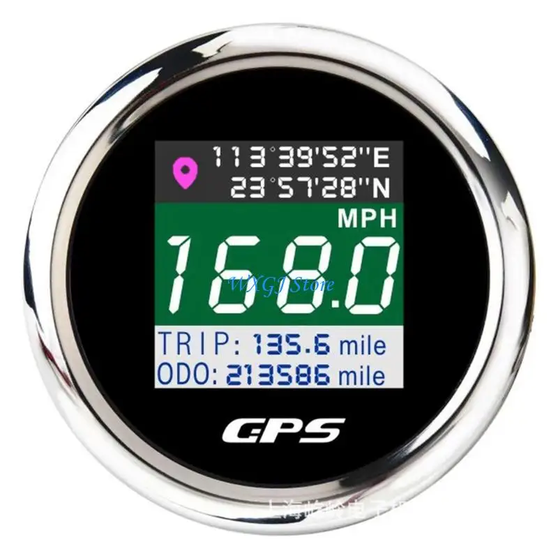 37JE Multiple Function 52mm Digital Speedometer Map Tracking System TFT Display Mileage Recorder for Vehicles Vessels Motorcycle