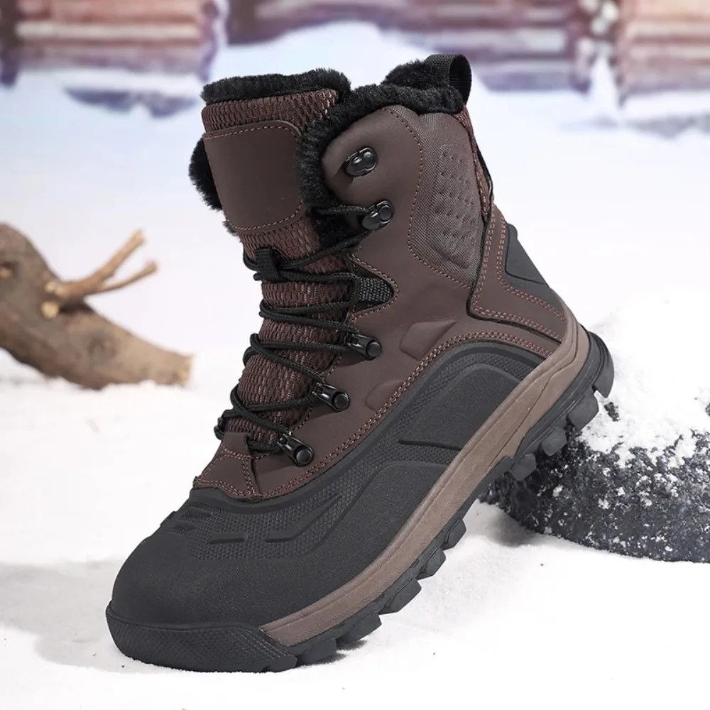 

Winter Warm Men Ankle Boots Comfortable Man Snow Boots Outdoor Cotton Work Boots Non-slip Waterproof Mens Hiking Climbing Shoes