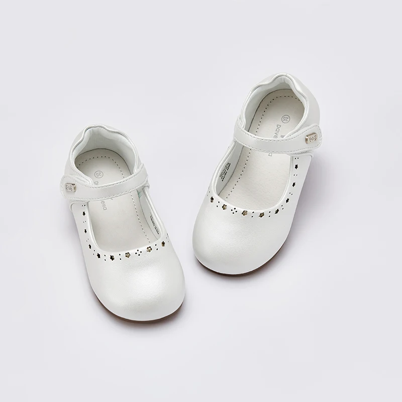 Dave Bella Children‘s Leather Shoes Girls White Flat Shoes Spring Non-slip Birthdays Party Princess Shoes For Kid DB1247925