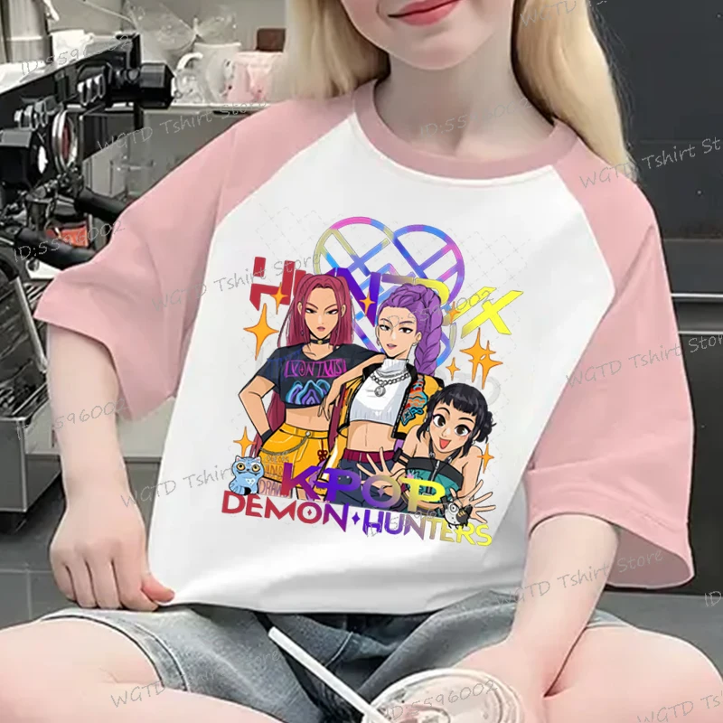 

Toddler Girl Clothes Kpop Demon Hunters Cartoon Shirt Kids Funny Gift for Fans Harajuku Cool Girls T-shirts Cotton Summer Tops