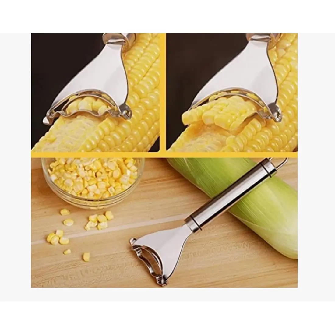 Home Y-Shaped Corn Peeler - Stainless Steel Fast Kernel Remover 3 Seconds Per Corn Kitchen Corn Shelling Lazy Tool image 6