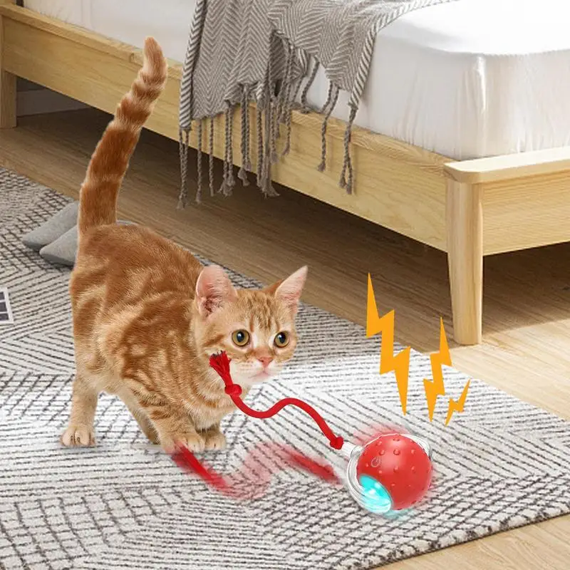 Interactive Cat Ball Chirping Lighted Cat Ball Dog Toy Agile Moving Cat Balls Automatic Cat/Kitten Relaxing Toys For Bored