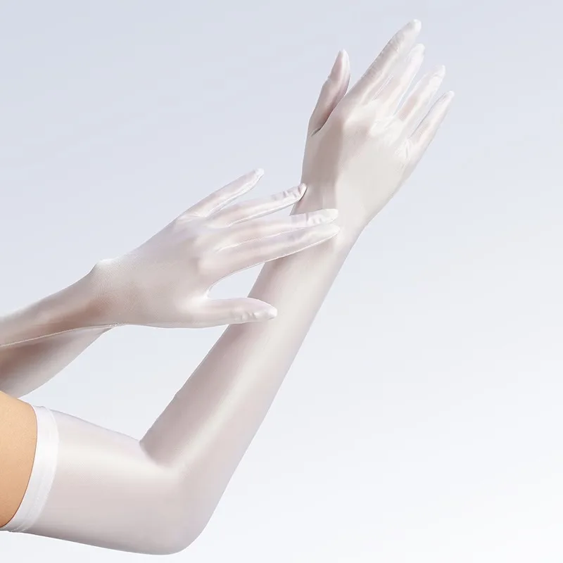51cm Solid High-Density Soft Oil Smooth Elasticity Long Gloves Women Sexy Tight Sunscreen Driving Cosplay Stage Performance