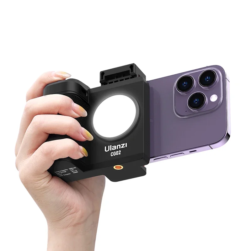 Ulanzi CG02 Smartphone Selfie Grip Wireless Bluetooth Handle with 5500k Fill Light Phone As Camera Photo Stabilizer