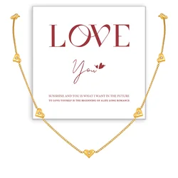 Vnox Chic Heart Charms Necklaces, Gold Plated Stainless Steel Collar, Adjustable Women's Love Gift Jewelry