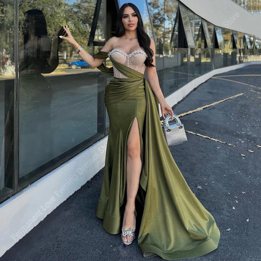 

Sweetheart Collar Women Evening Dresses Gorgeous Sleeveless Customized Satin Prom Gowns Cocktail Party Mopping Length فساتين سه