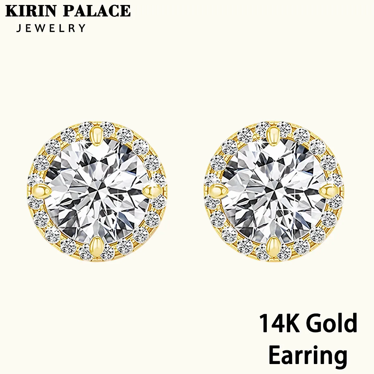 

Золотые серьги 14 карат, настоящие 0,5 карата, 1 карат, сертифицированные муассанитом ювелирные изделия Halo, классический роскошный стиль, женские высокое качество, праздничные помолвки