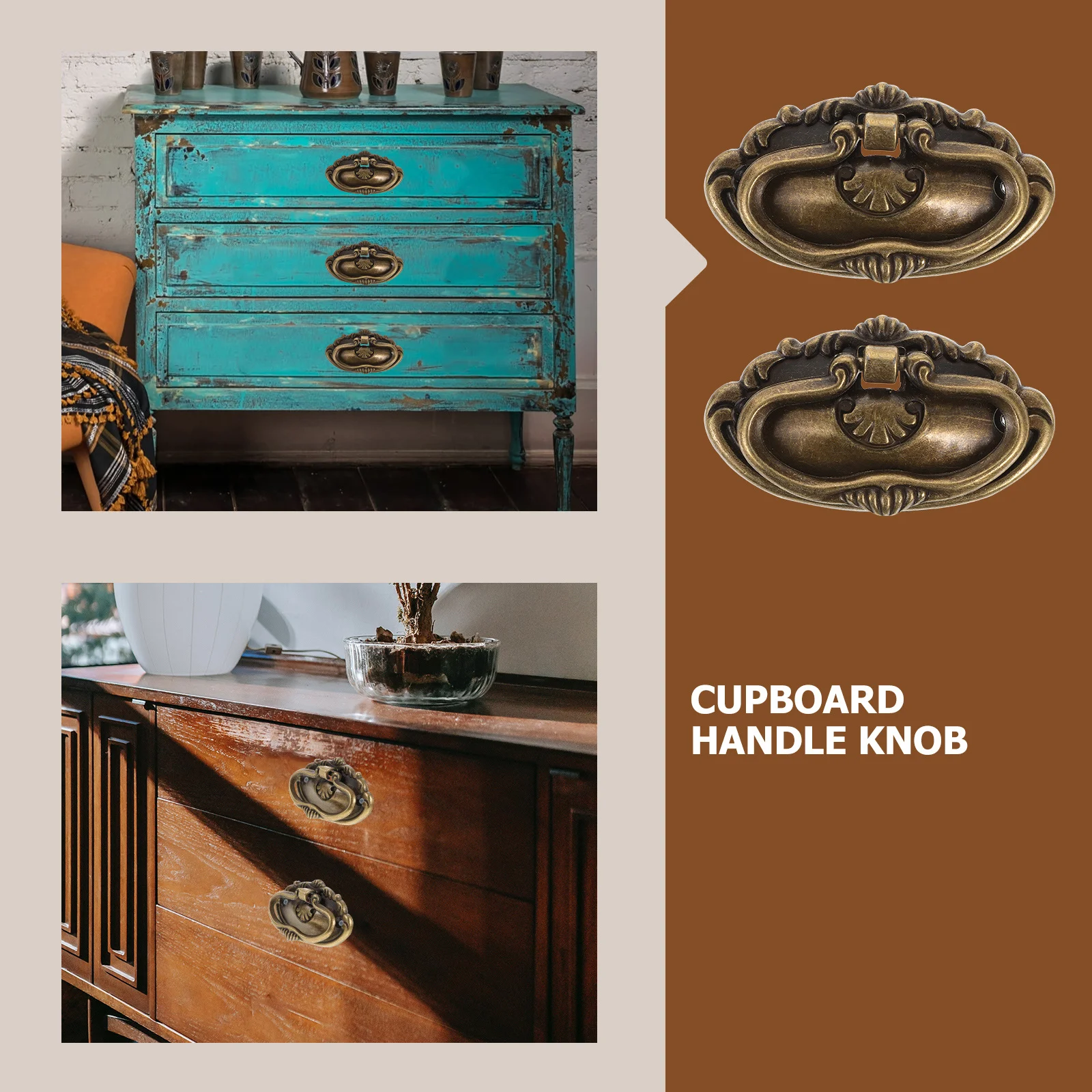 5 set Painting Box Wooden Case Handles Metal Drawer Knobs For Cabinet Cupboard Door Rust-Proof Durable Replacement Handle