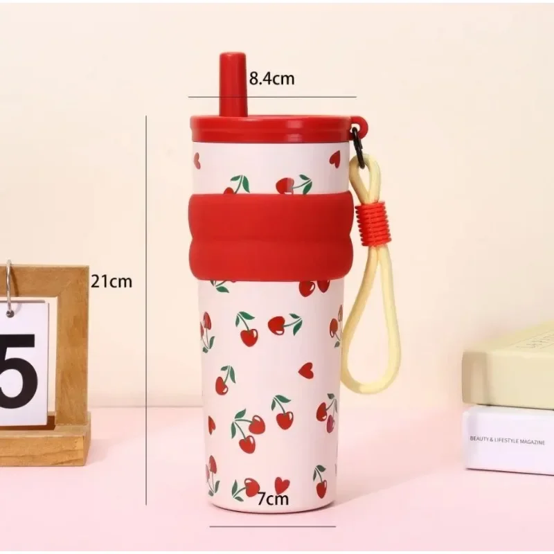 710 مللي قوس مطبوع كوب مفرغ عازل أو تبريد كوب من الفولاذ المقاوم للصدأ مع حبل رفع كوب معزول عالي السعة LIJIAO #6