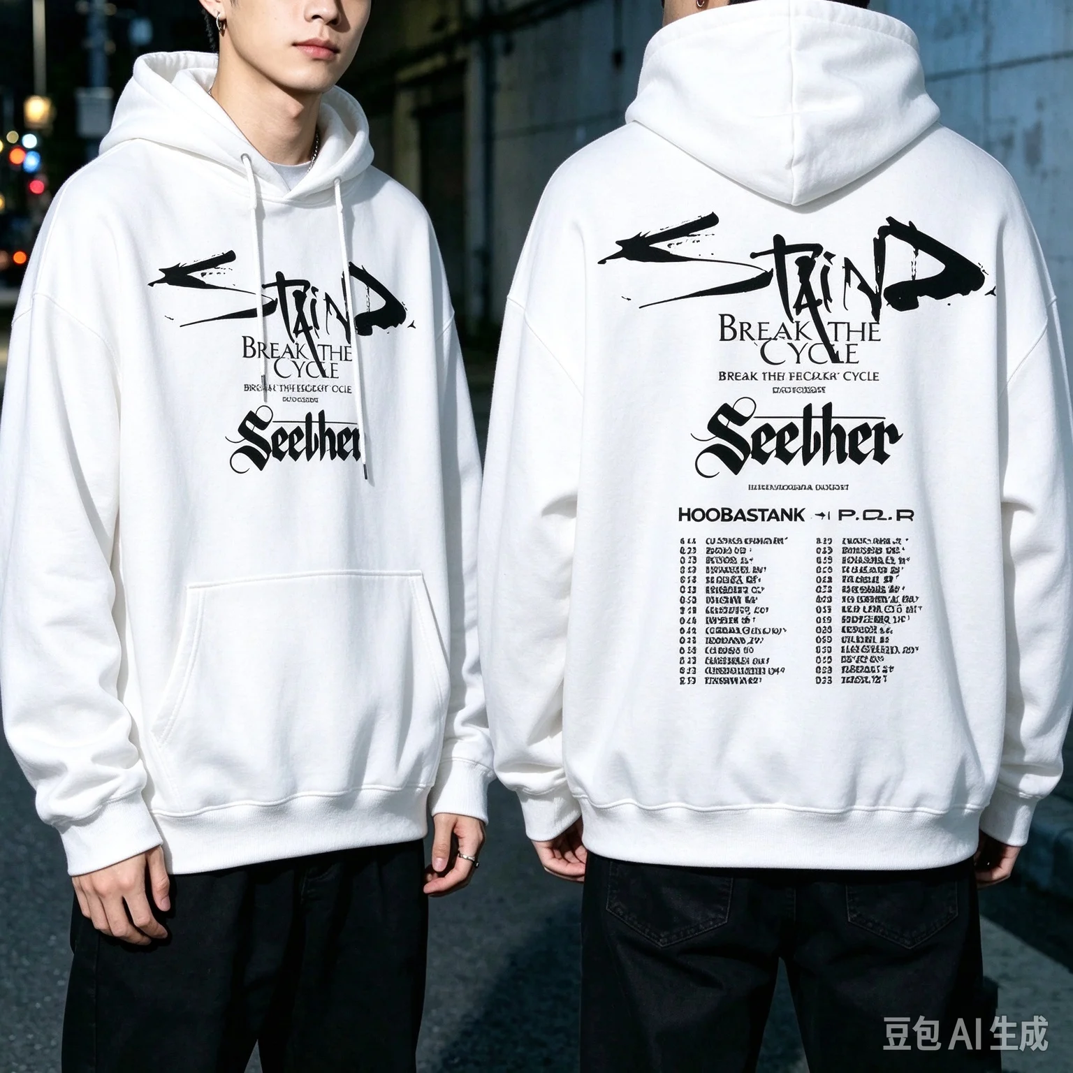 Staind Seether Break The Cycle Tour Double Sided Hoodie Grunge Rock Band Graphic Hooded Sweatshirt Music Fan Streetwear for Men
