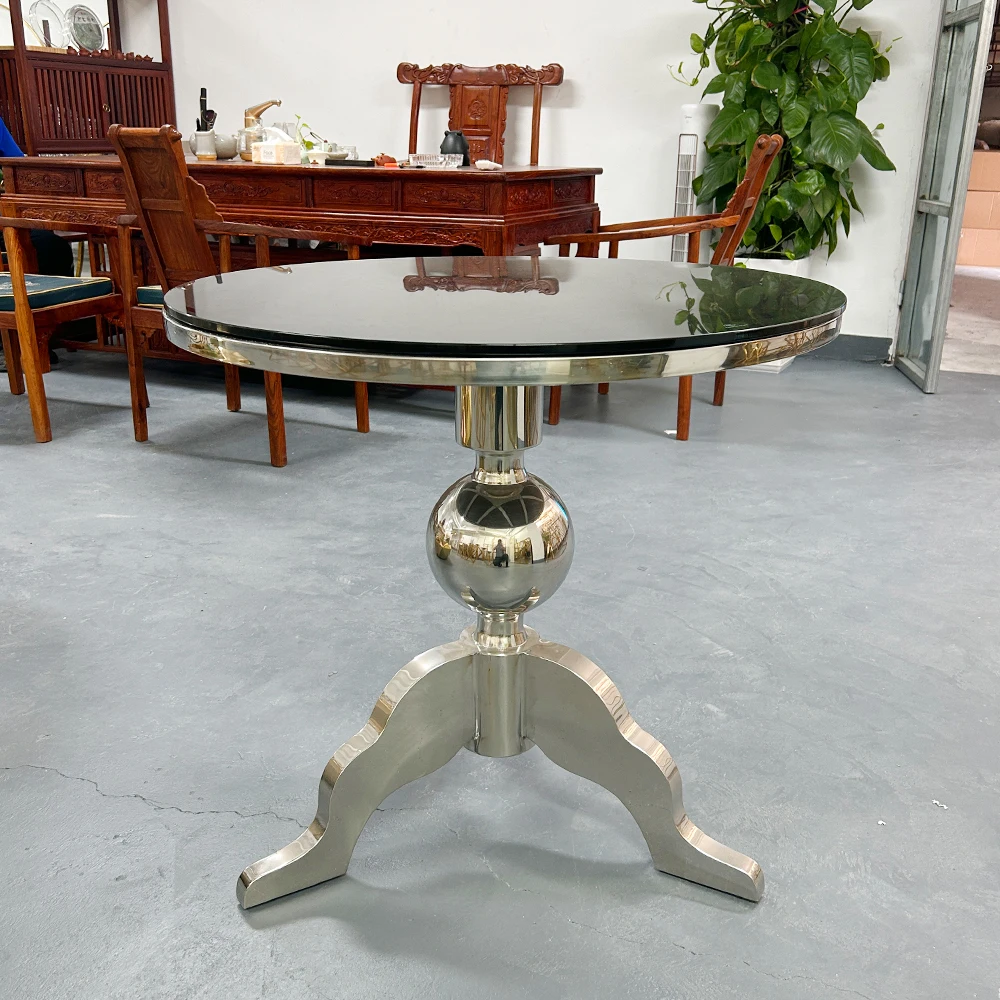 

Красивая круглая подставка для торта из черного стекла, свадебный стол для торта