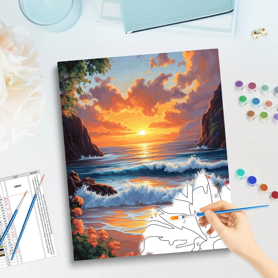 

GATYZTORY Painting By Numbers Draw Adult Coloring seascape Landscape Original Gifts For Handiwork Diy Crafts Handmade Home Decor