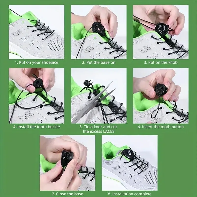 1 paire de lacets automatiques sans attaches, installation de lacets à boucle pivotante Simple, corde épaisse, baskets de Tennis, accessoires de chaussures